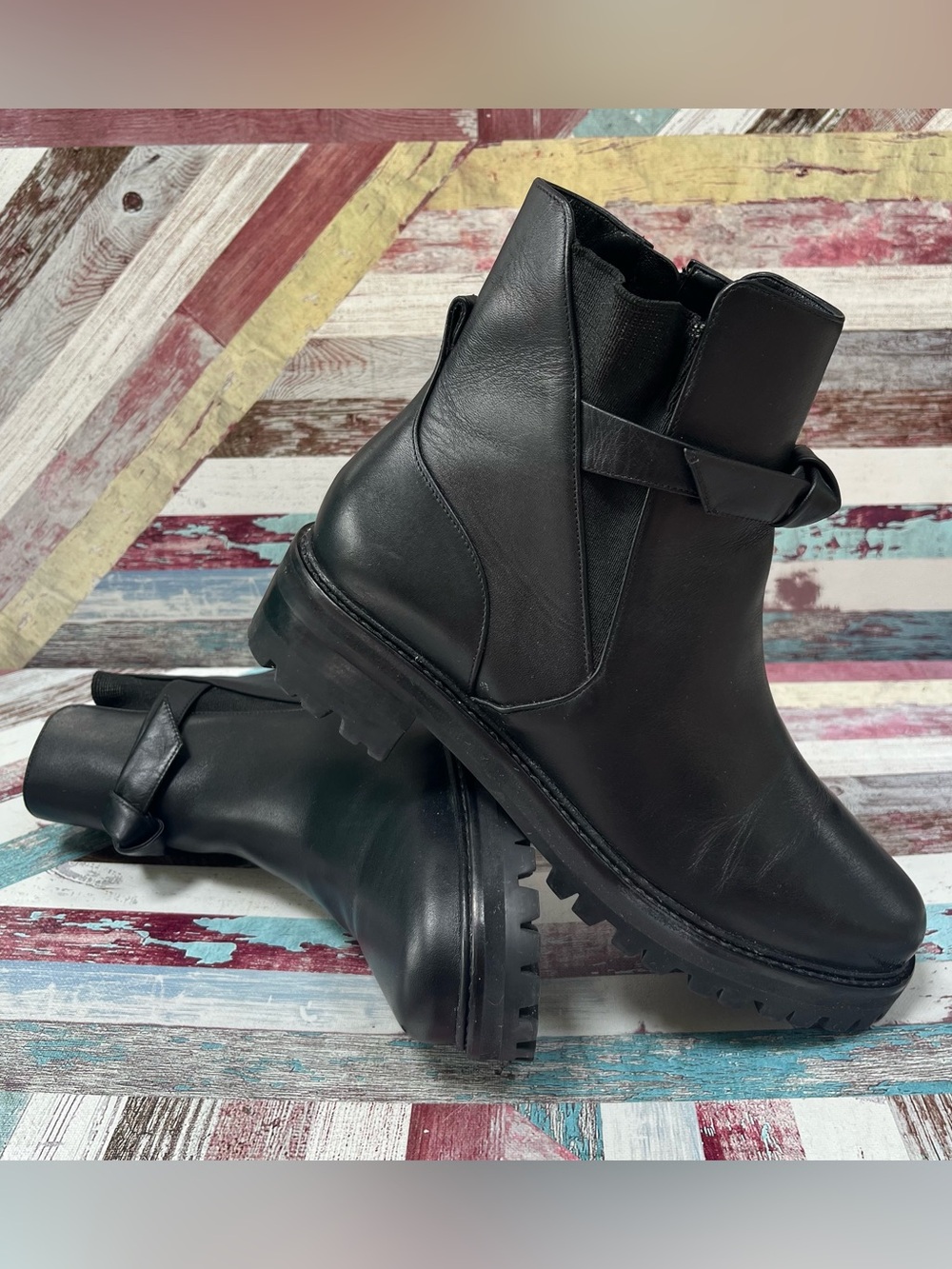 Alexandre Birman Clarita Bow Boots Booties Waterproof Nappa Leather Wore 1X SZ 8